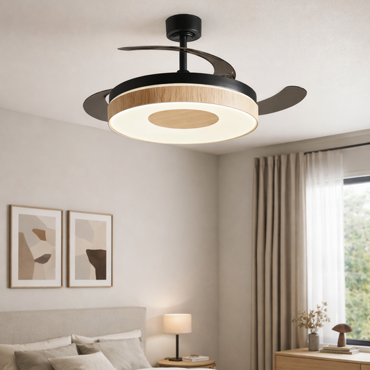 Ventilador de Techo LED DUNA Blanco/Madera | Negro/Madera Ø50cm