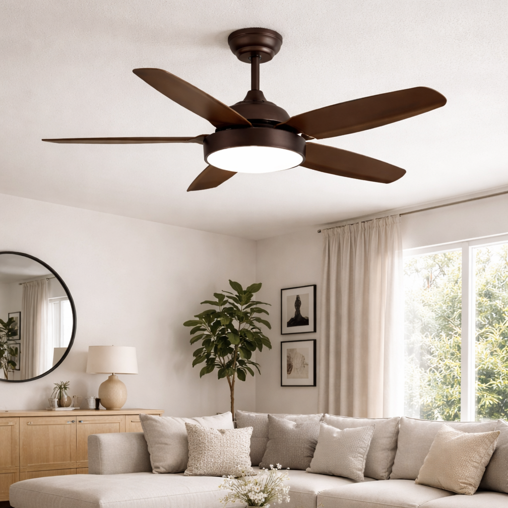 Ventilador de Techo HURACÁN Blanco | Plata | Marrón