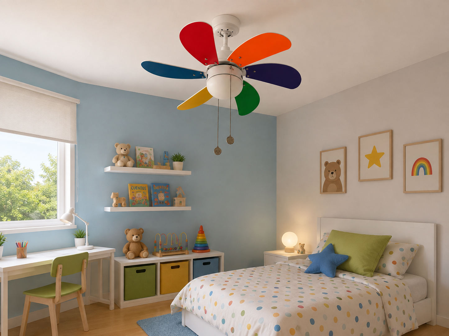 Ventilador de techo infantil multicolor AC 55W 1L x E27