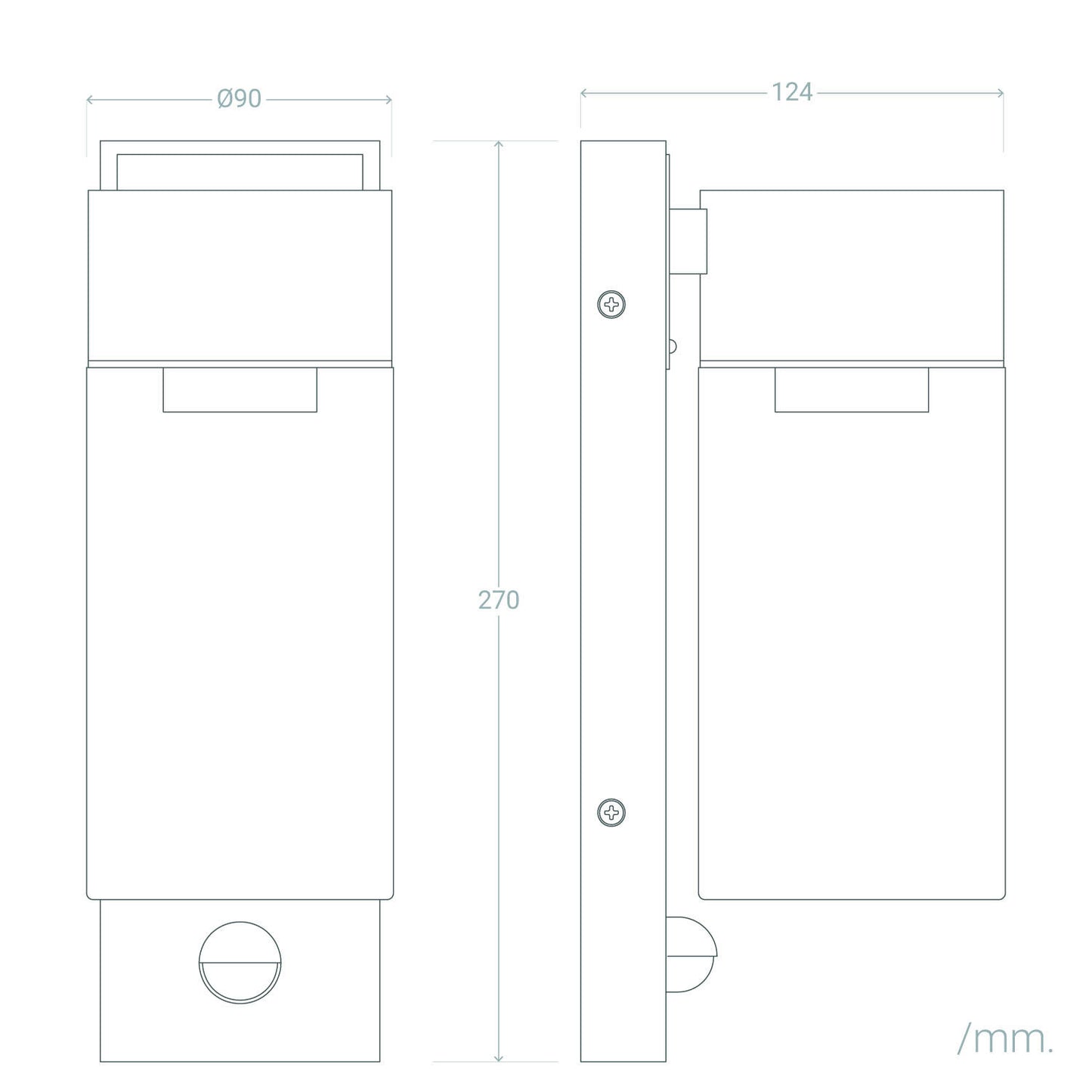 Aplique de Pared Exterior Acero Inoxidable y Cristal con Detector de Movimiento Isoba
