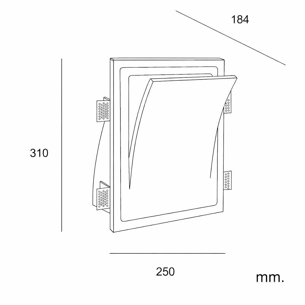 Aplique de Pared Integración Escayola/Pladur para Bombilla E14 Corte 313x253 mm