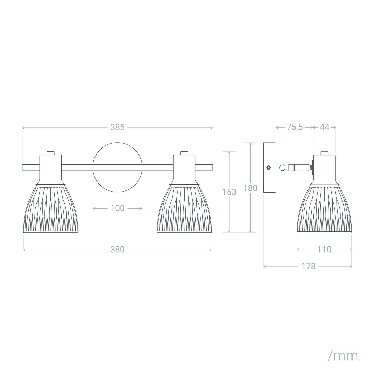 Aplique de Pared Metal y Cristal Aron 2 Focos