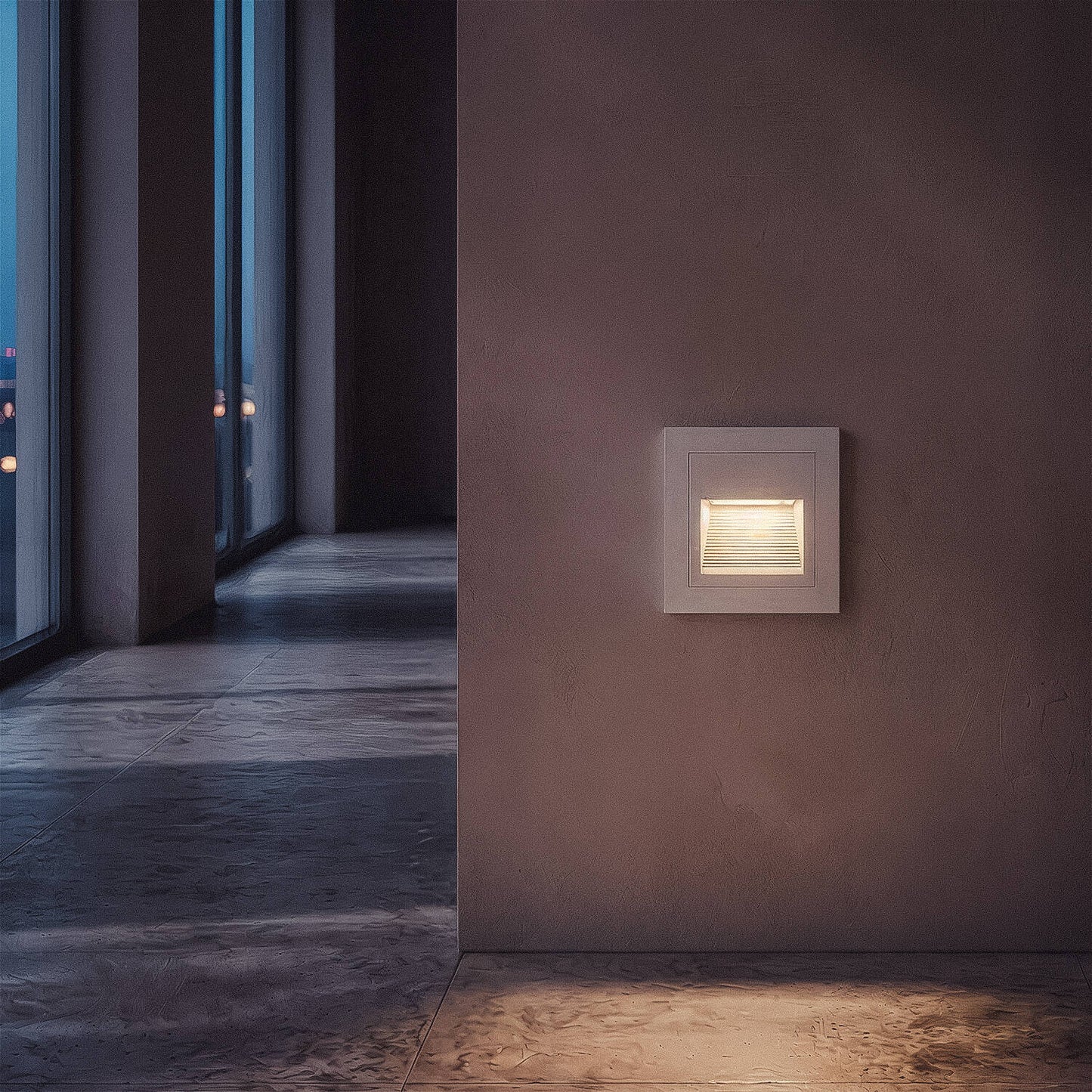 Baliza Exterior LED 3W Empotrable Aluminio Pared Cuadrado Olite II