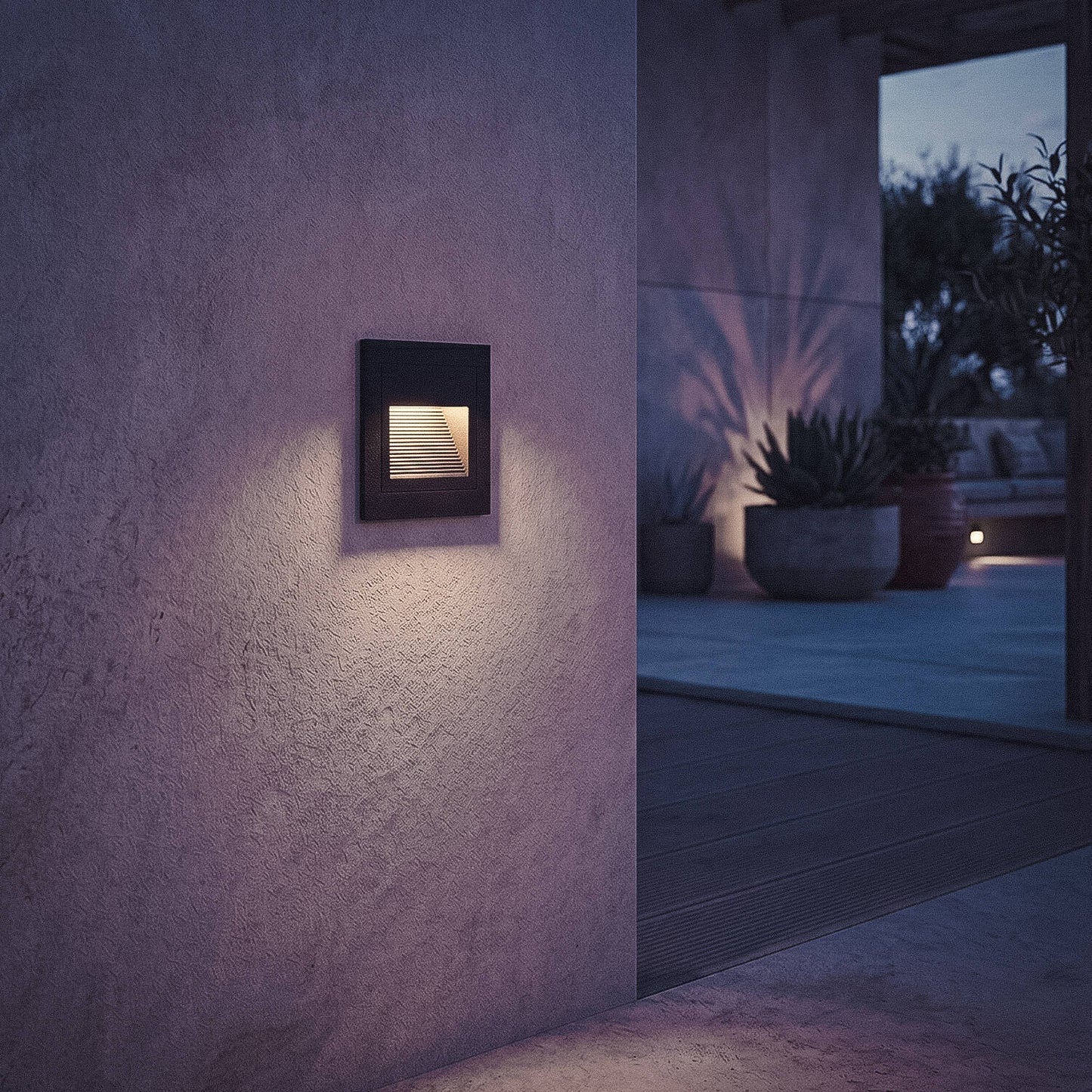 Baliza Exterior LED 3W Empotrable Pared Cuadrado Aluminio Olite