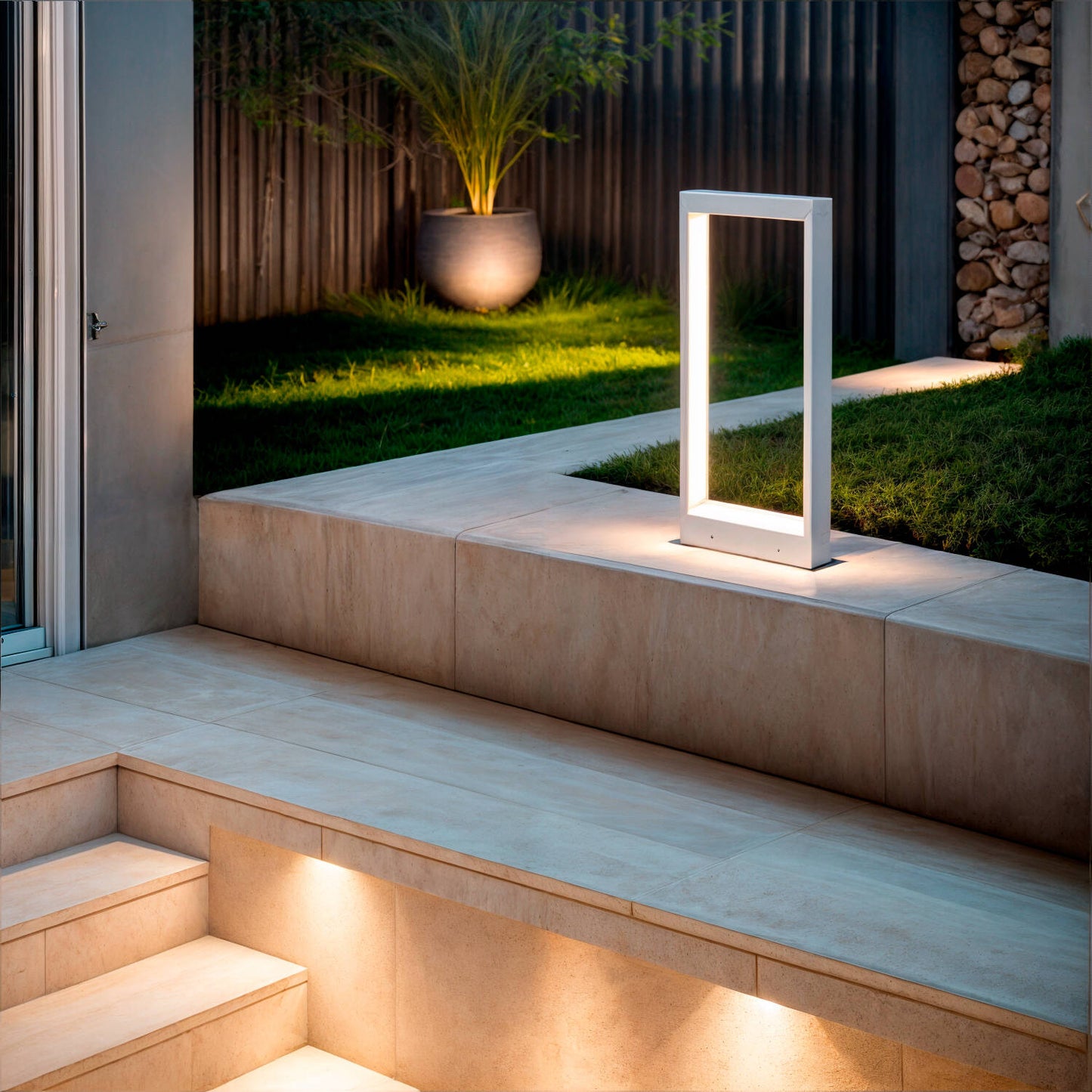 Baliza Exterior LED Regulable 8W Cemento Arvene 65 cm