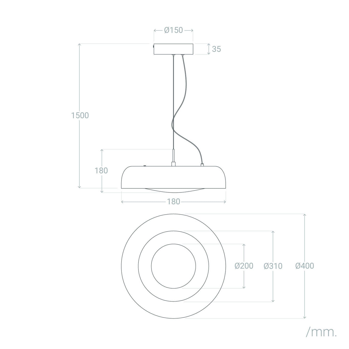 Lámpara Colgante LED 20W Acero Duval