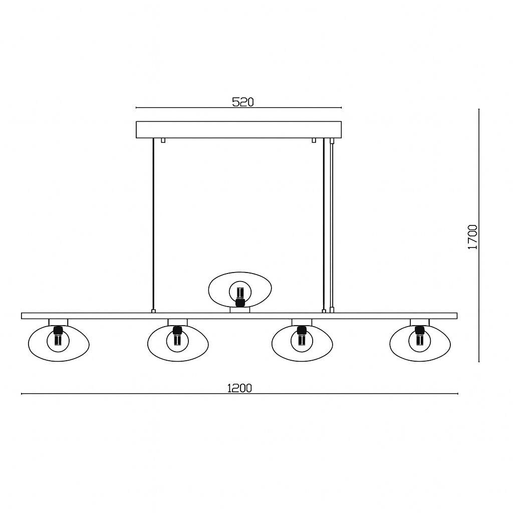 Lámpara Colgante Aluminio y Cristal Hassi 5 Focos
