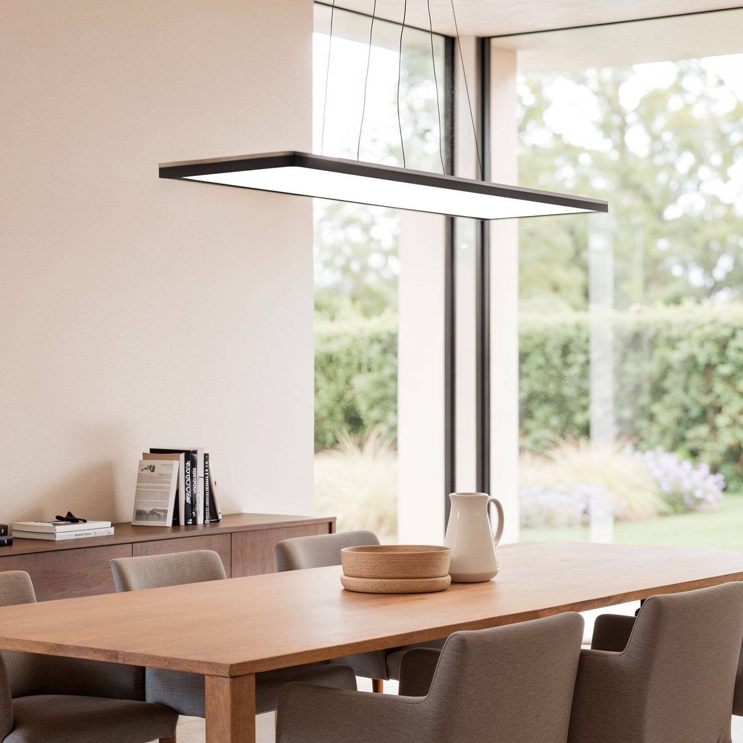 Lámpara Colgante LED 24W Rectangular SwitchCCT Seleccionable 580X200 mm Doble Cara Negro