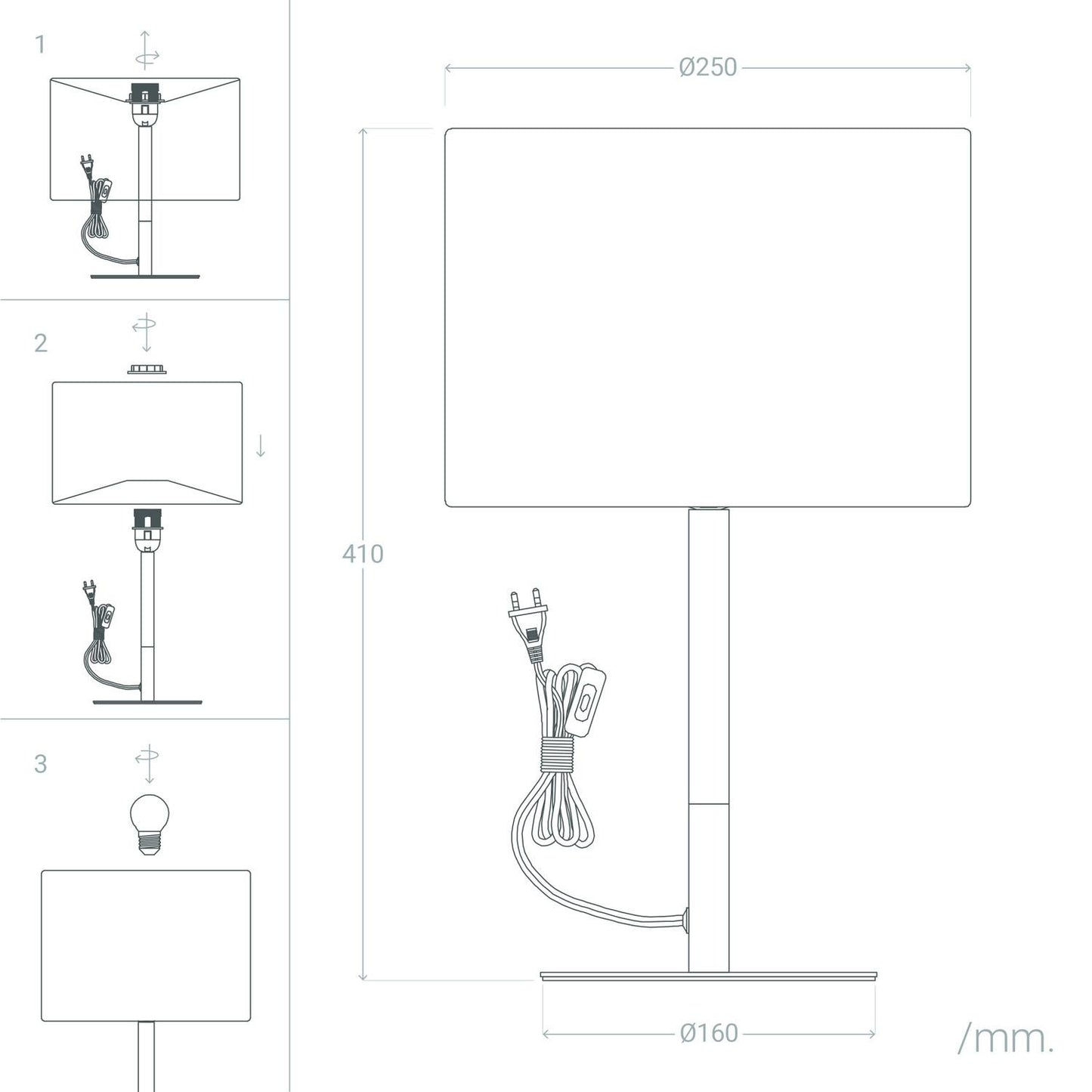 Lámpara de Mesa de Metal y Madera Silinda
