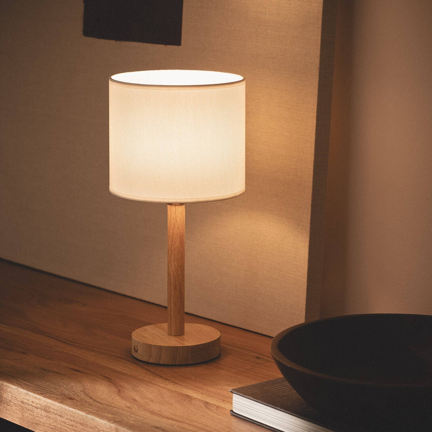 Lámpara de Mesa LED Portátil Madera con Batería USB Recargable Folgosa