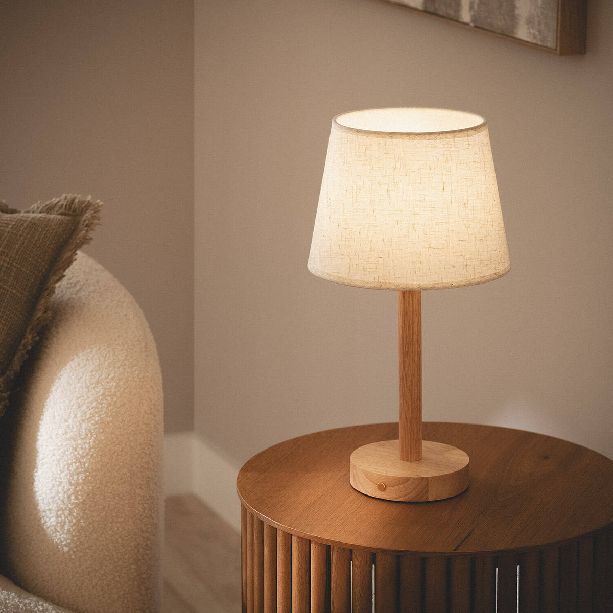 Lámpara de Mesa LED Portátil Madera con Batería USB Recargable Rowy