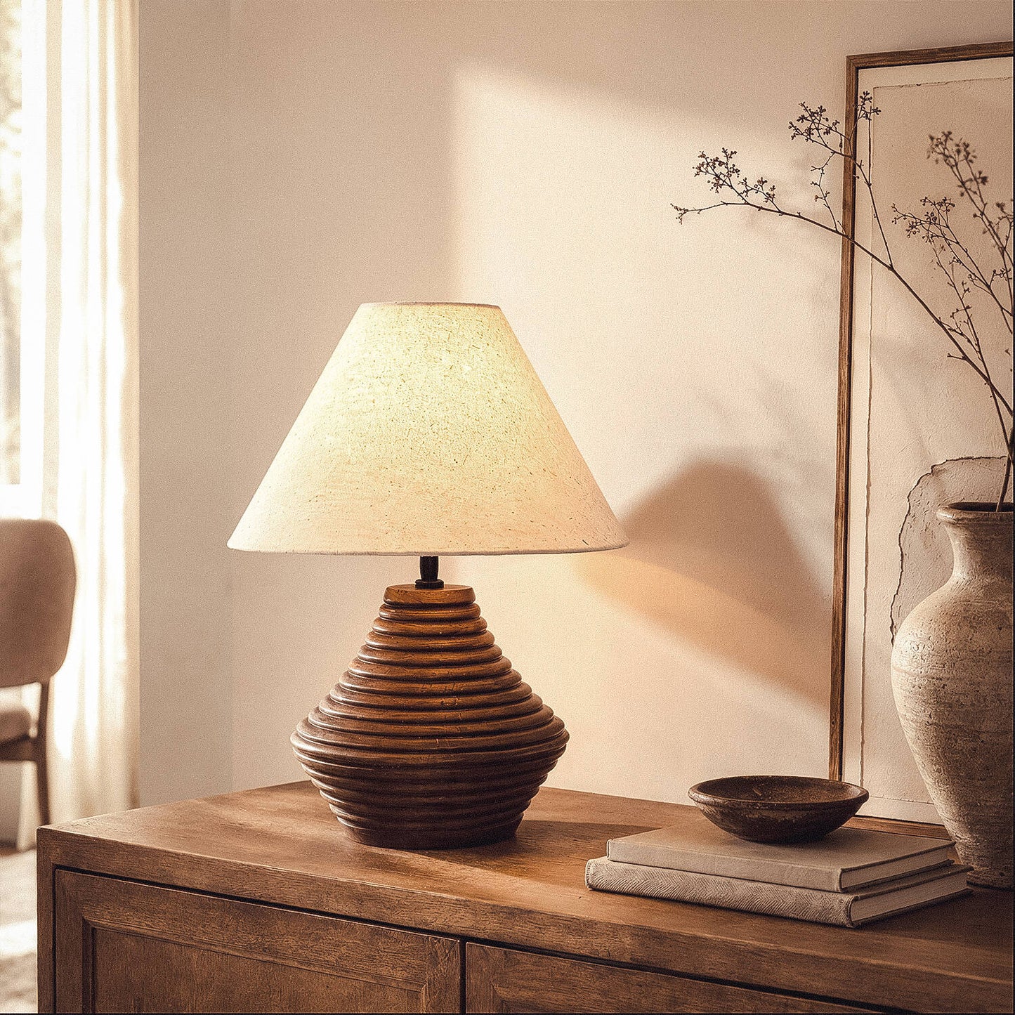 Lámpara de Mesa Madera Akriti ILUZZIA