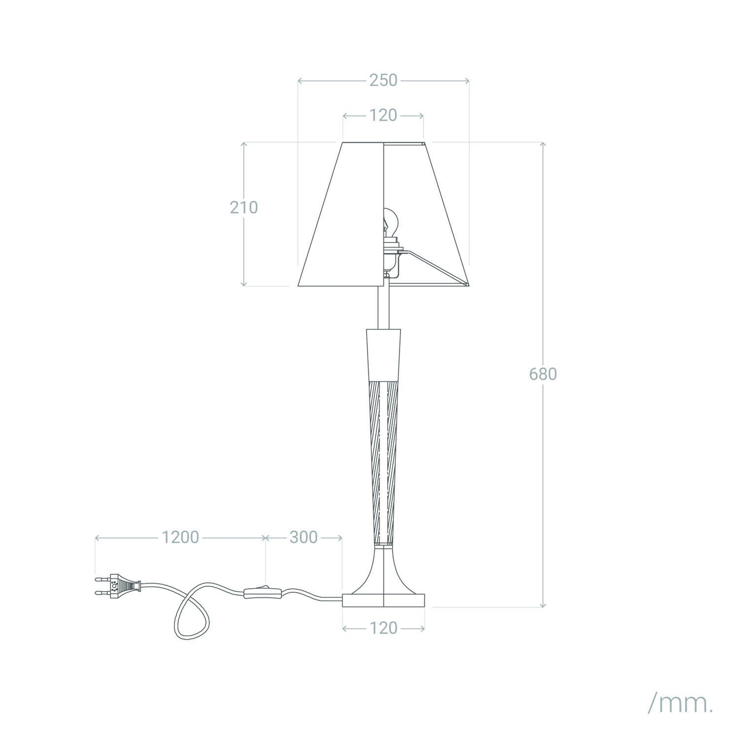Lámpara de Mesa Madera y Metal Lizza Piramis
