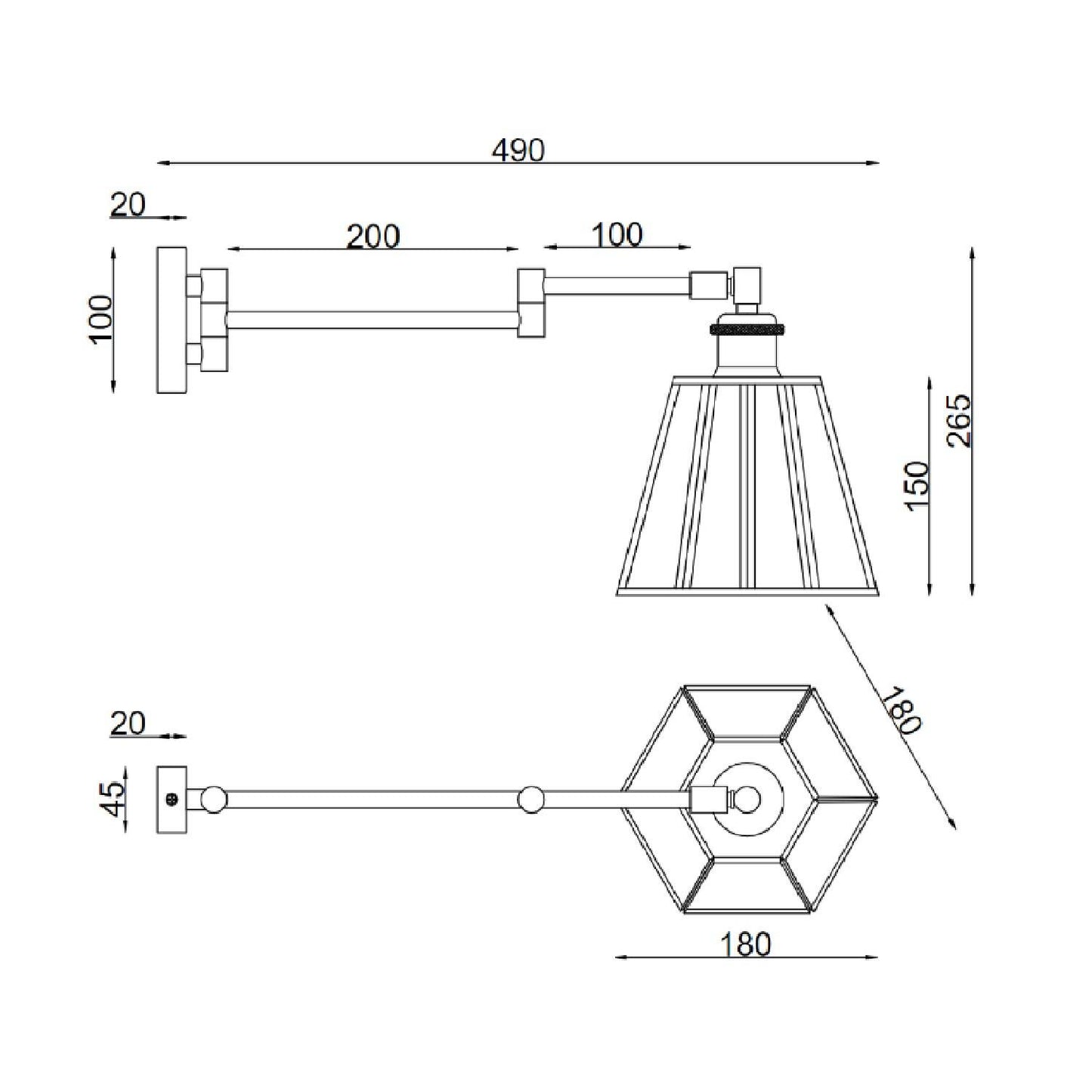 Lámpara de Pared de Metal y Cristal Brontom