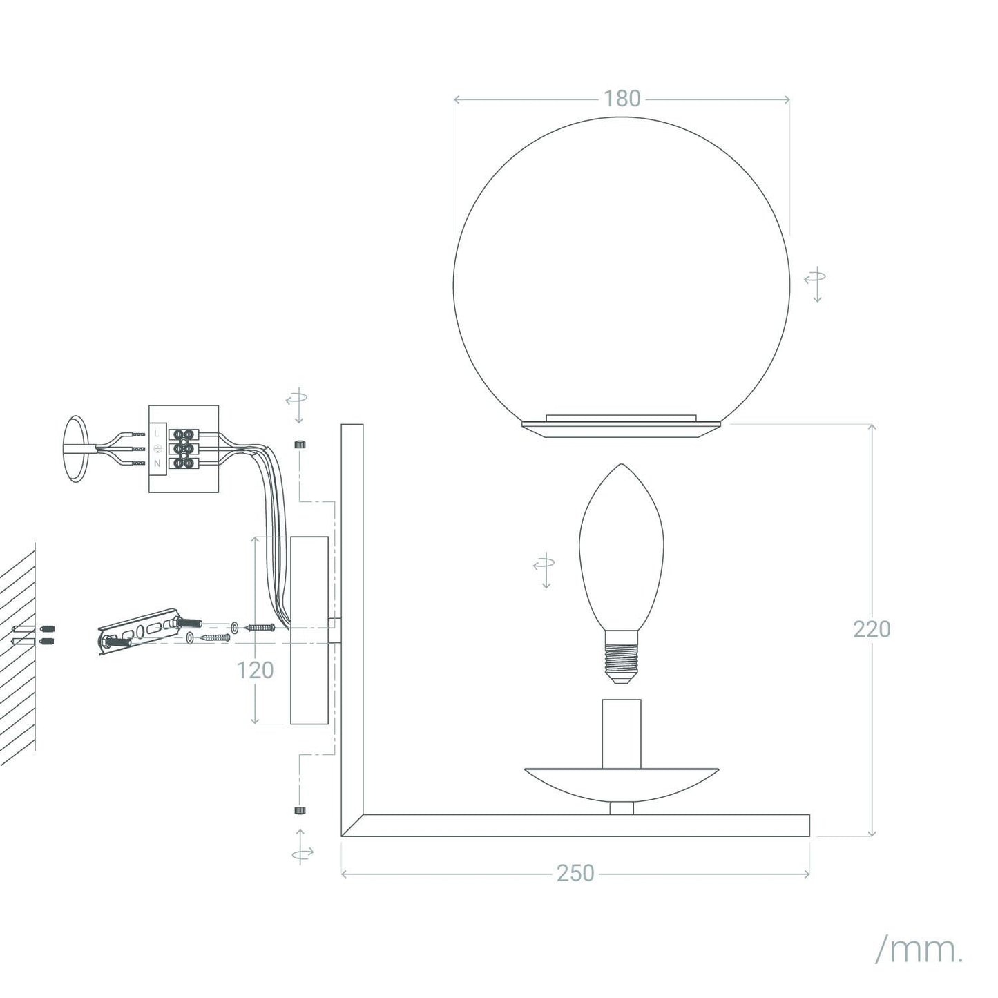 Lámpara de Pared de Metal y Cristal Moonlight Design