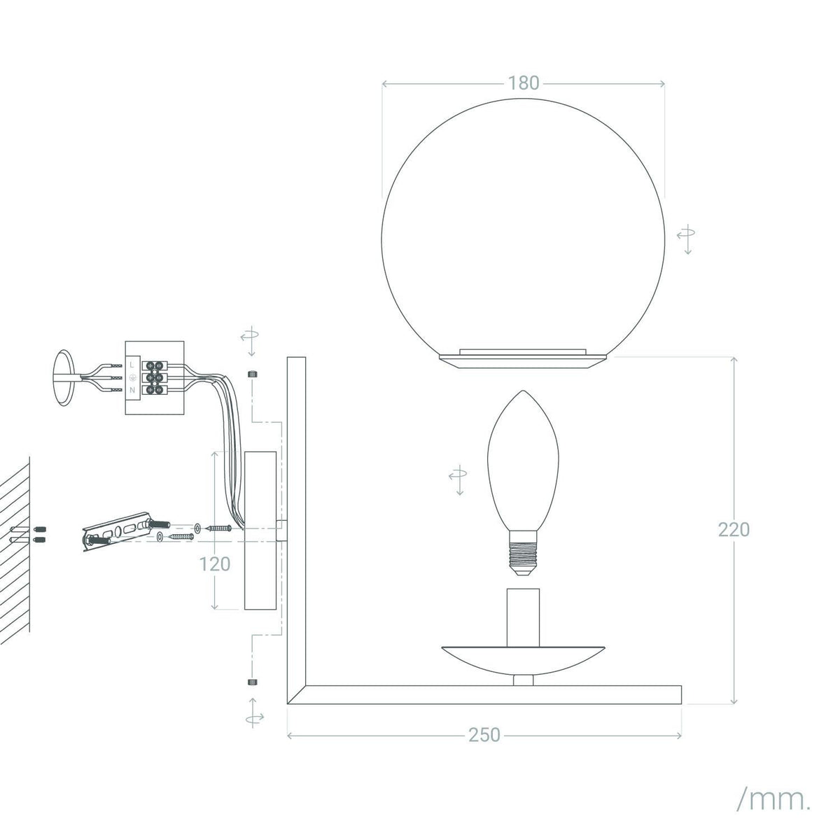 Lámpara de Pared de Metal y Cristal Moonlight Design
