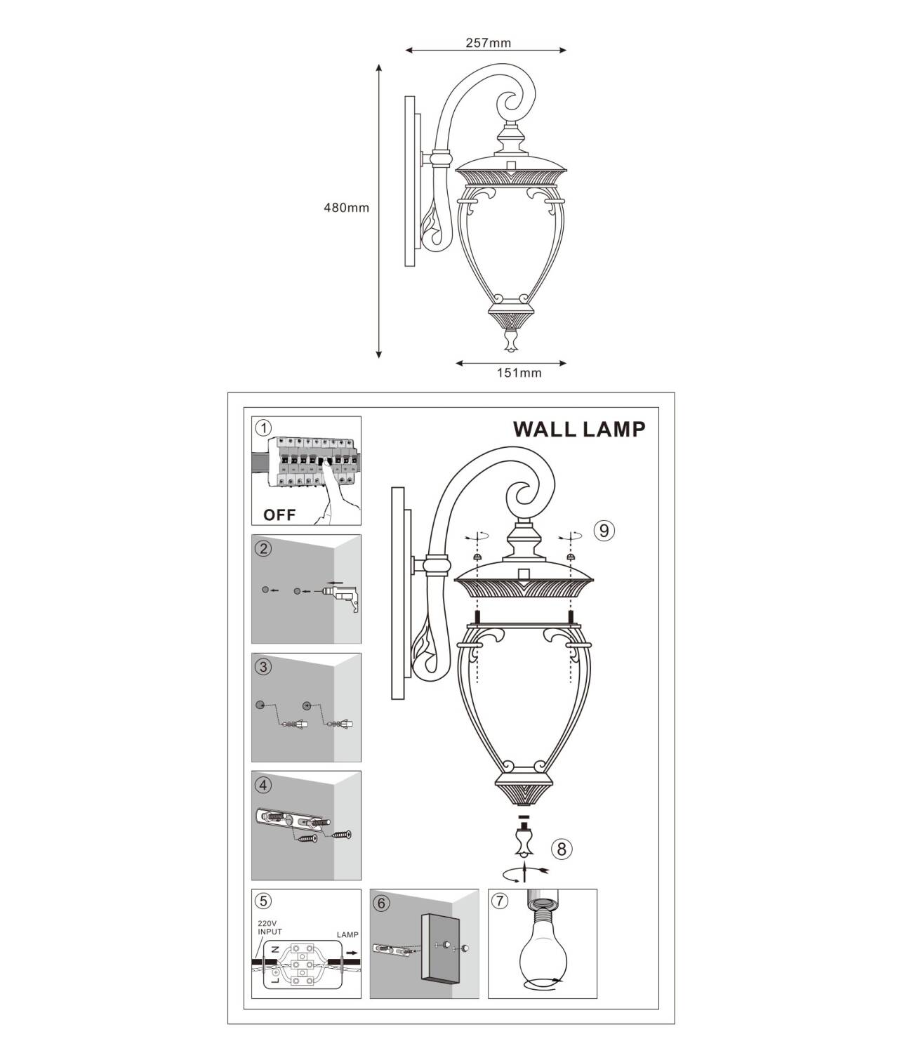 Lámpara de Pared Exterior Aluminio Fiorex
