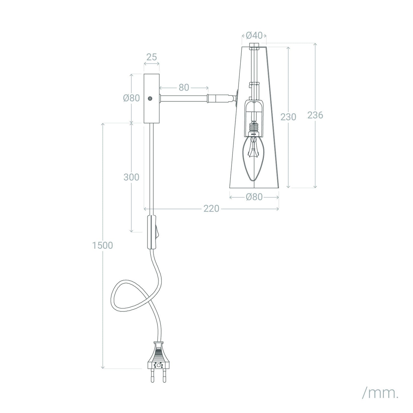 Lámpara de Pared Orientable Metal Allym
