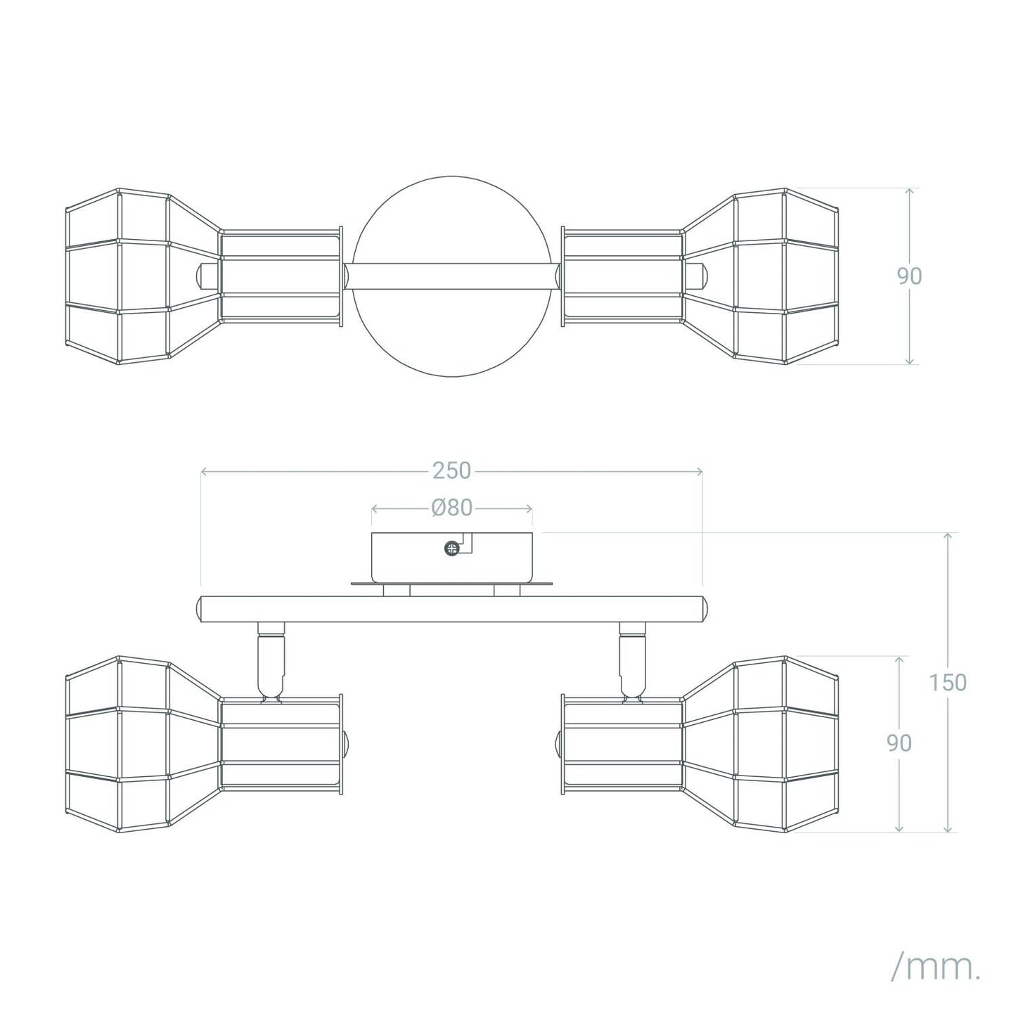 Lámpara de Techo Metal Orientable 2 Focos Lada