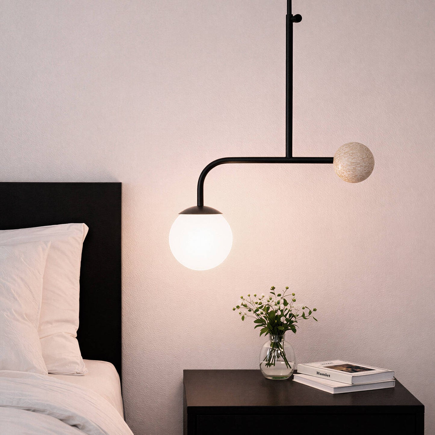 Lámpara de Techo Metal y Traventino Bradwall