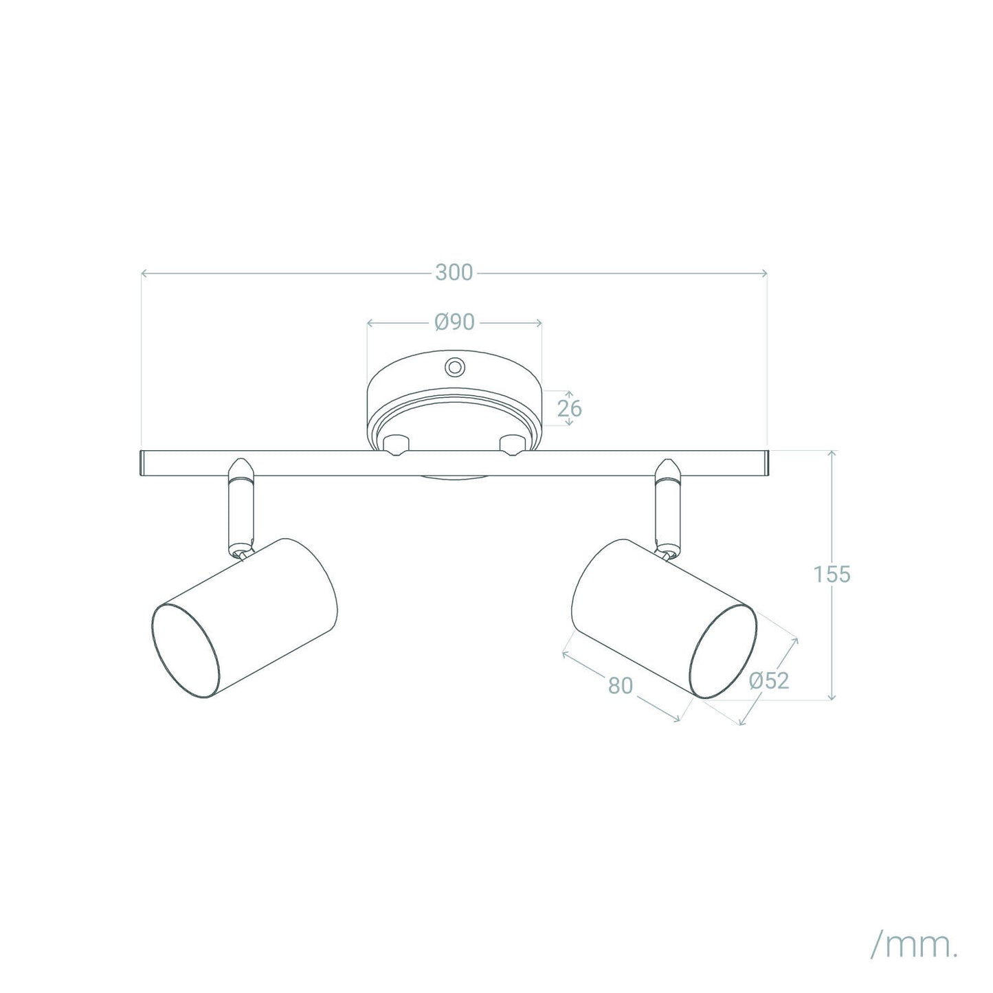 Lámpara de Techo Orientable Madera 2 Focos Olmo
