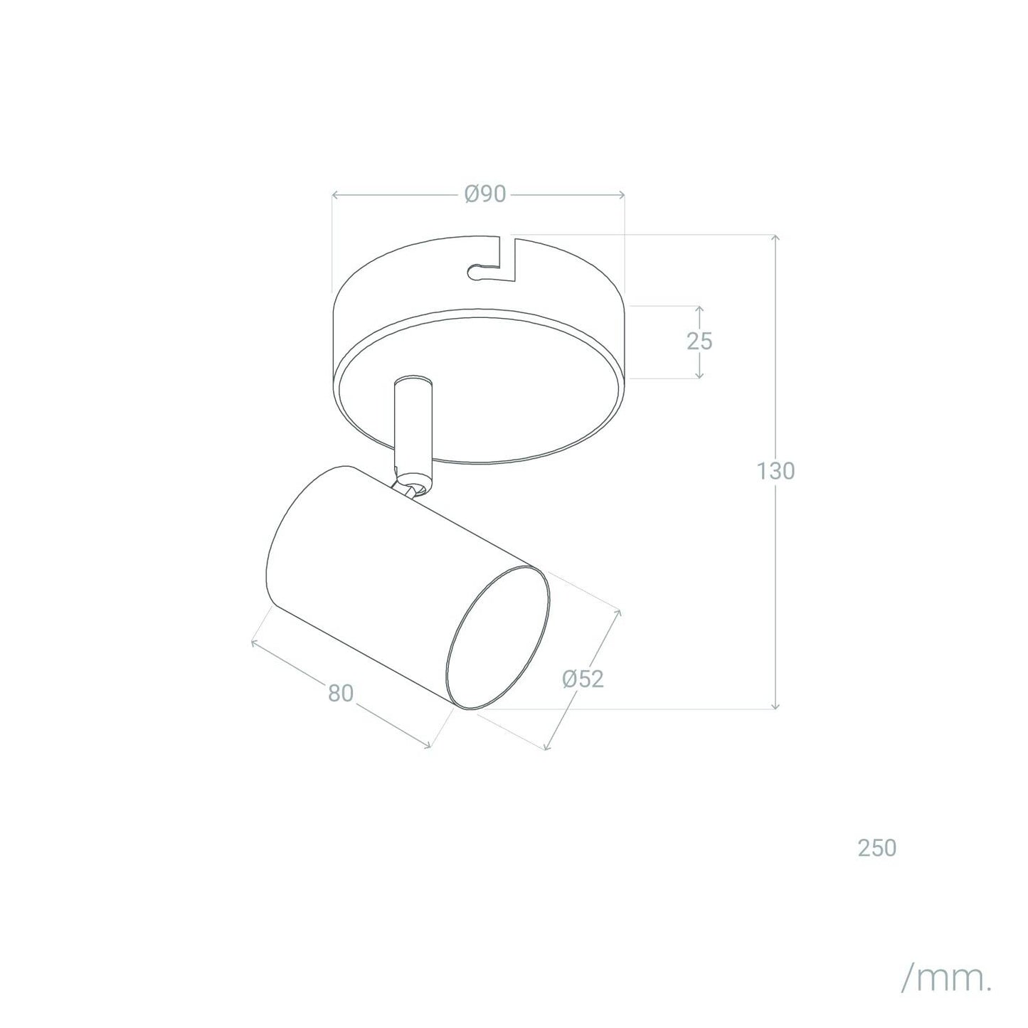 Lámpara de Techo Orientable Metal 1 Foco Albus Black