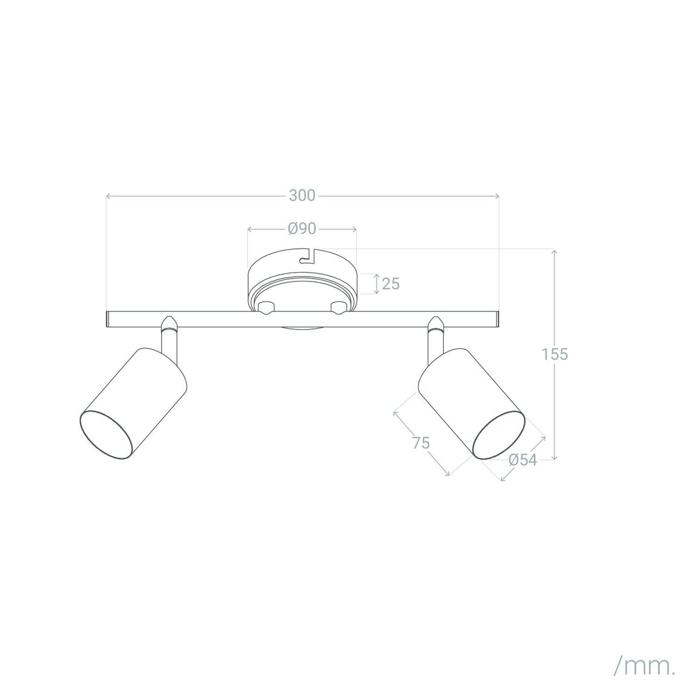 Lámpara de Techo Orientable Metal 2 Focos Albus Black
