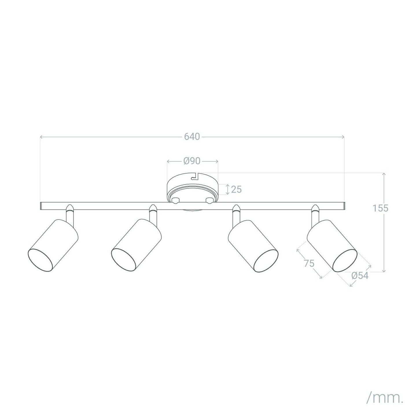 Lámpara de Techo Orientable Metal 4 Focos Albus Black