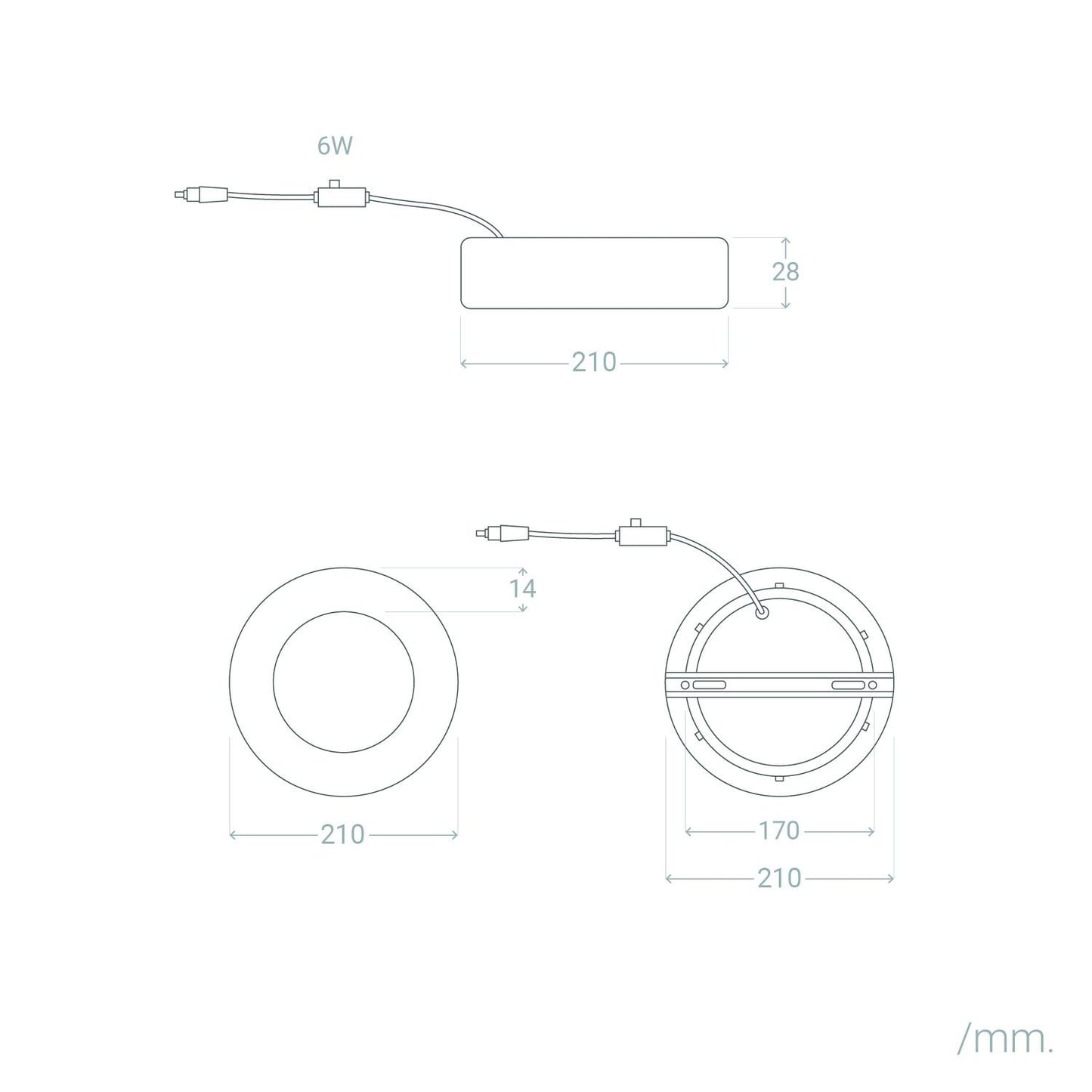 Plafón LED 18W Circular Aluminio Ø210 mm Slim CCT Seleccionable Galán SwitchDimm