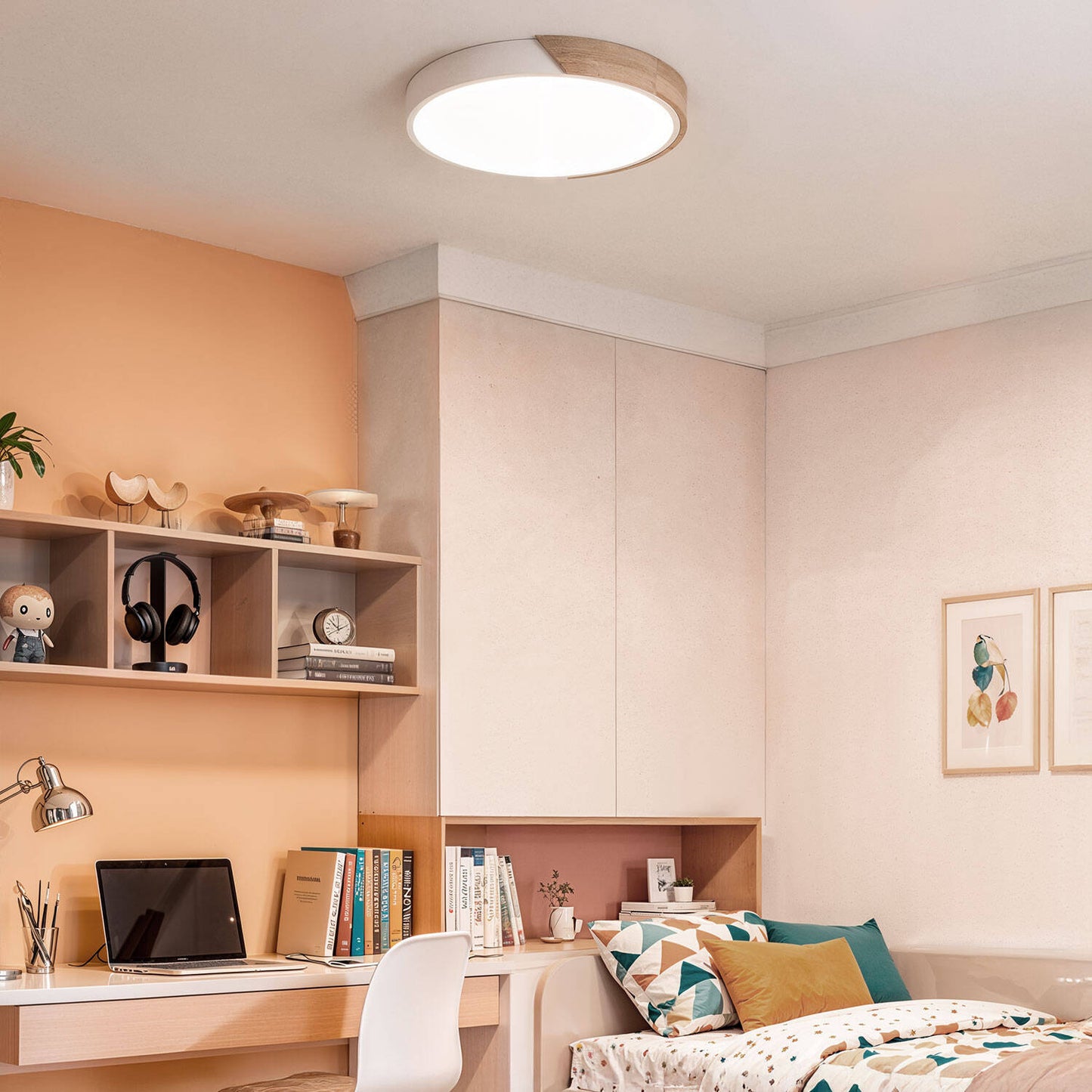 Plafón LED 24W Circular Madera y Aluminio Ø418 mm CCT Seleccionable Semi-Dari