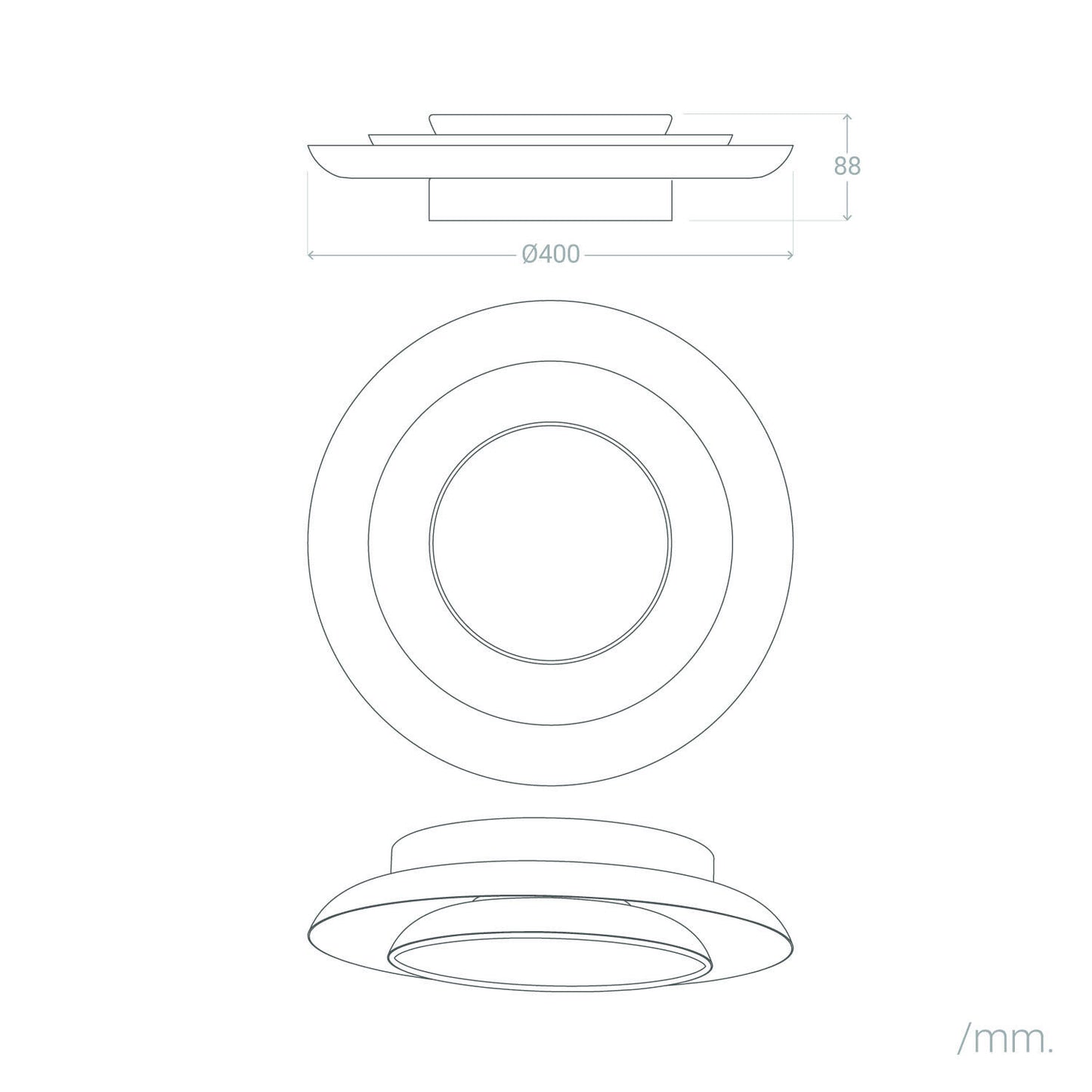 Plafón LED 26W Circular Metal Ø400 mm CCT Seleccionable Handen Telmor