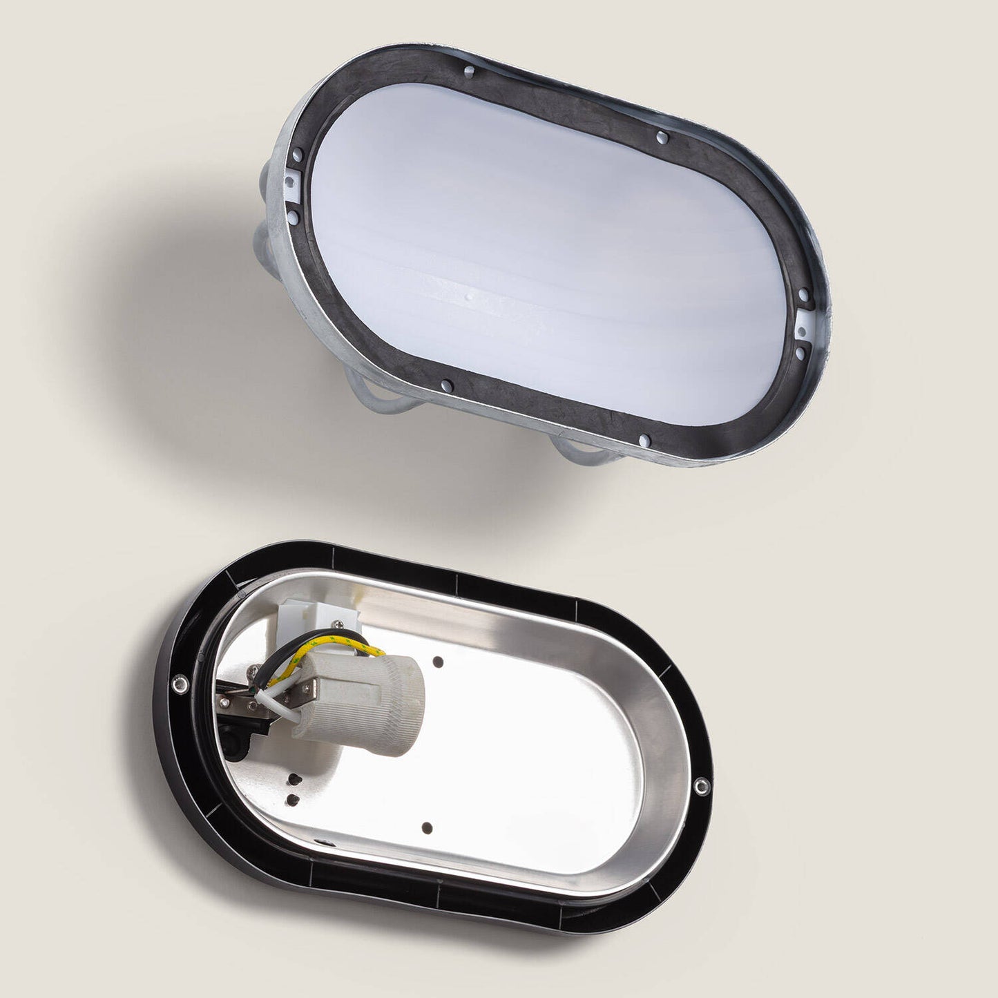Plafón Oval para Exterior 260x146 mm Hublot Fjord Acero Galvanizado