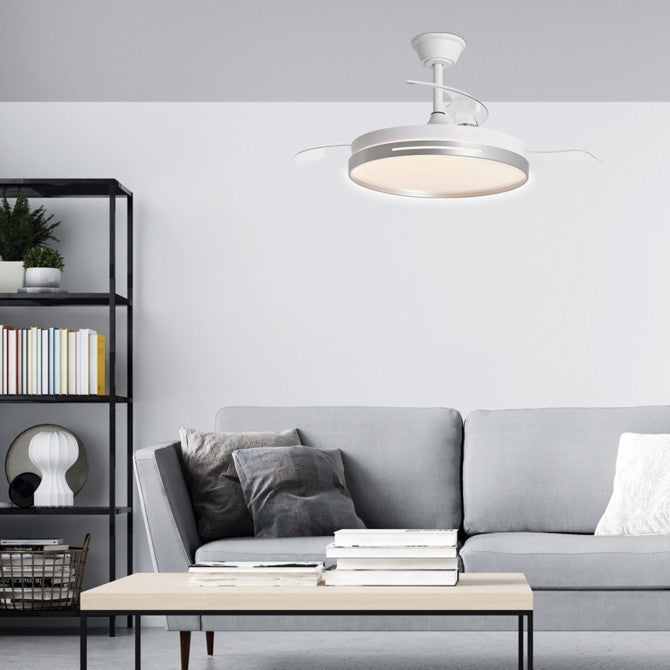 TOGO White | Silver | Wood LED Ceiling Fan Ø50cm