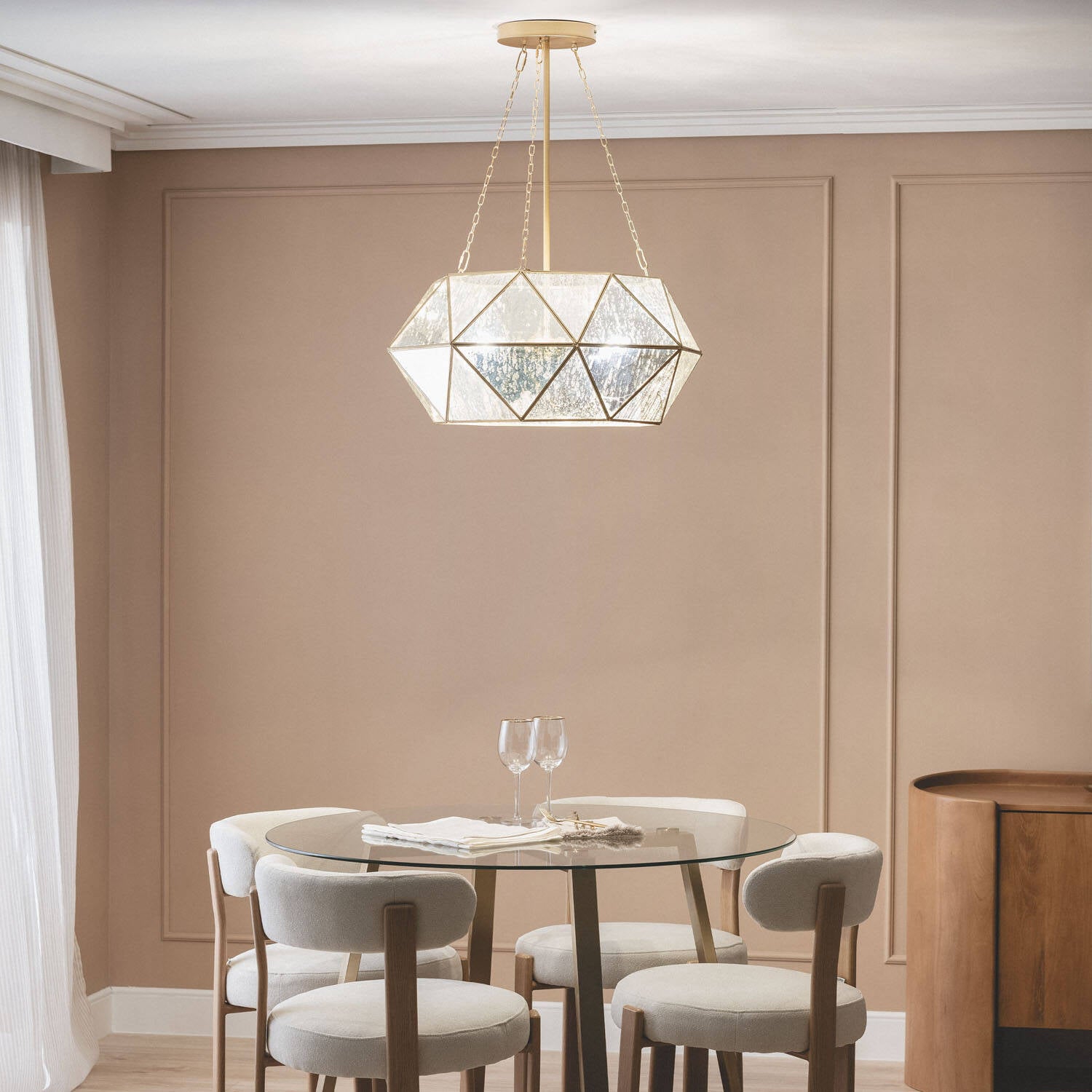 Lámpara Colgante Metal y Cristal Octagon  ILUZZIA