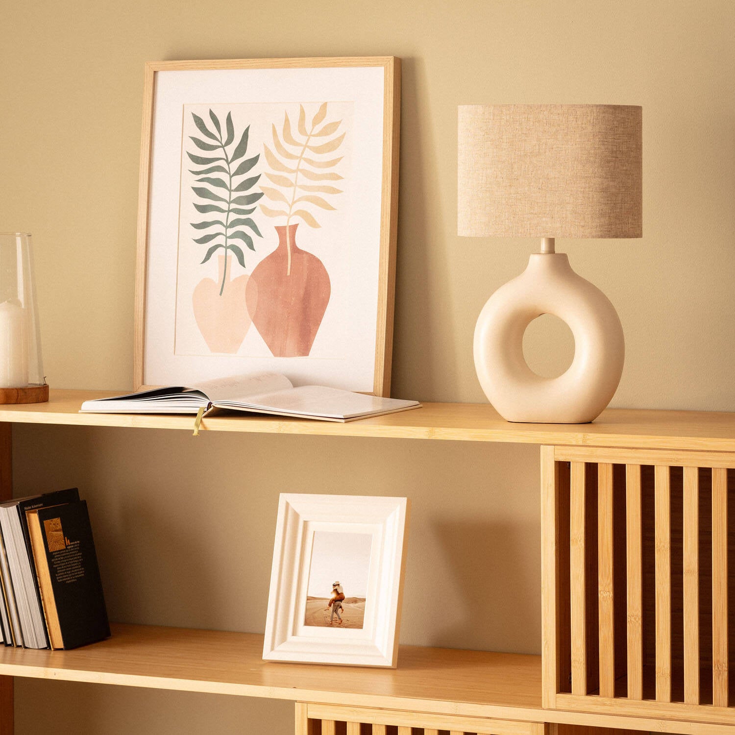 Lámpara de Mesa Cerámica y Tela Memphis