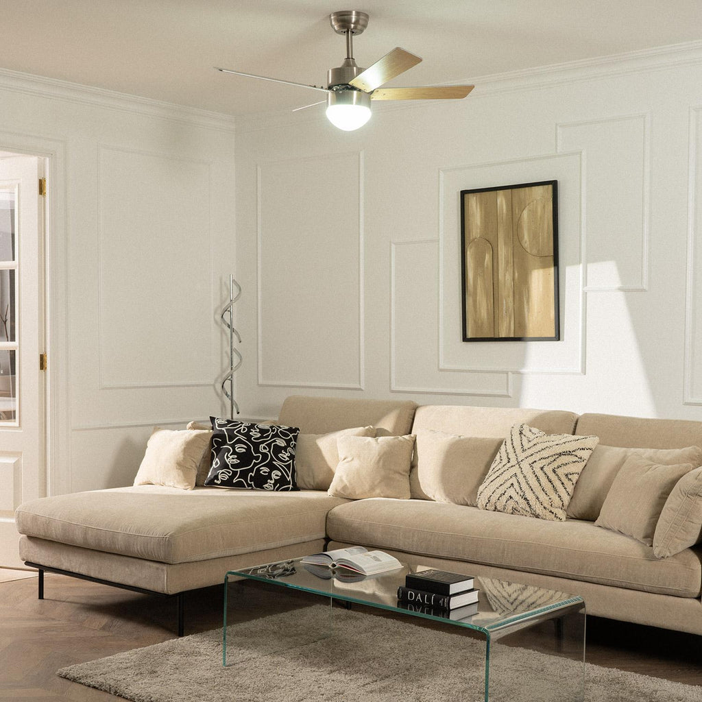 Ventilador de Techo Silencioso Cygnus Níquel 107cm Motor DC WiFi