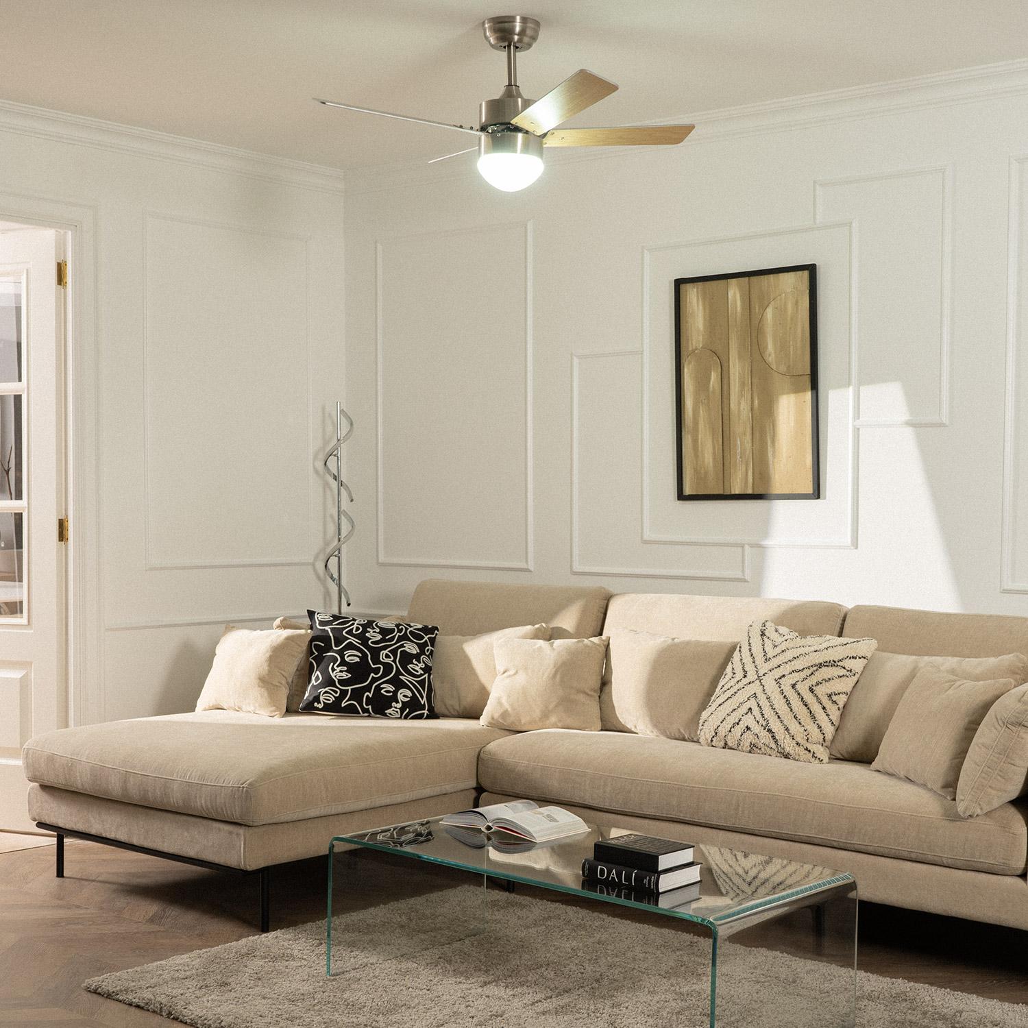 Ventilador de Techo Silencioso Cygnus Níquel 107cm Motor DC WiFi