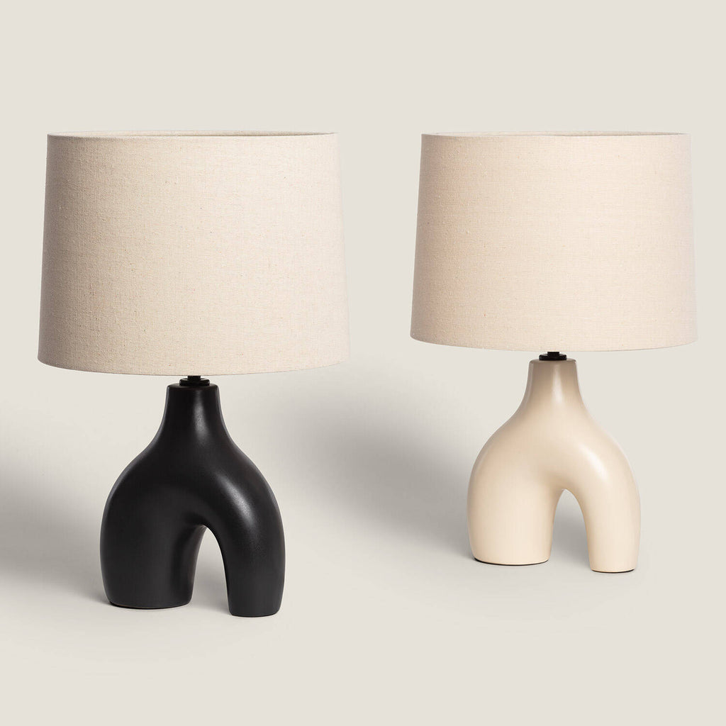 Lámpara de Mesa Cerámica y Lino Ginger