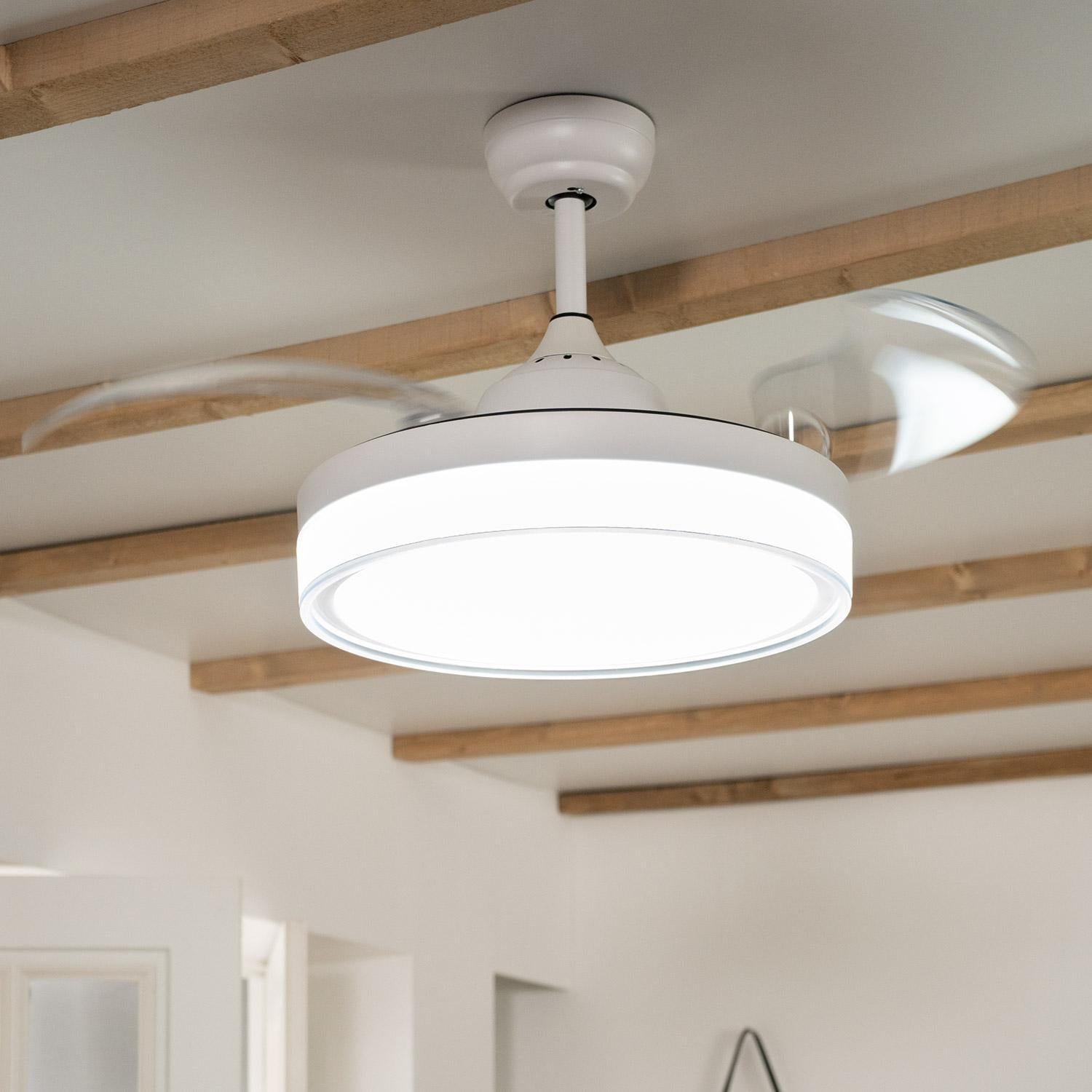 Ventilador de Techo Retráctil Silencioso Caicos Blanco 106cm Motor DC