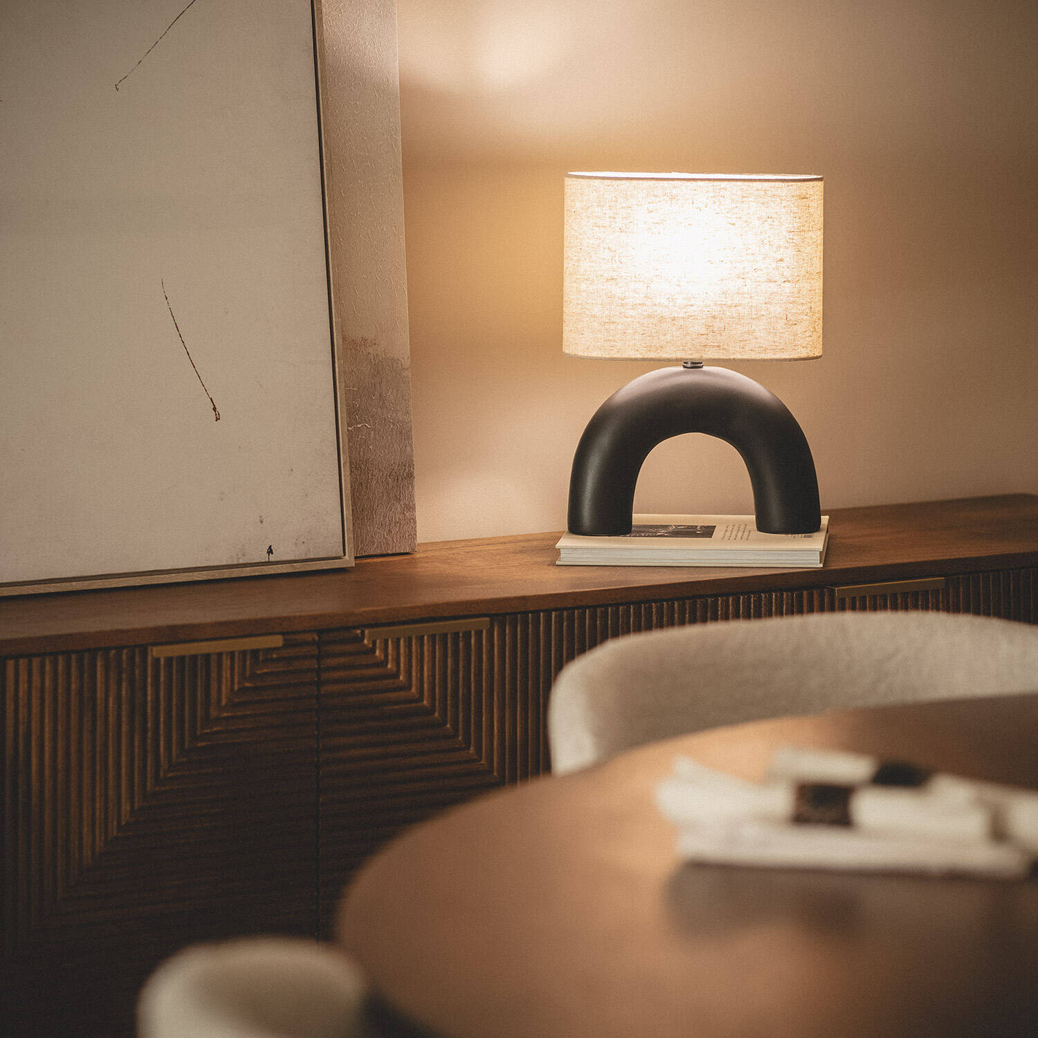 Lámpara de Mesa Cerámica y Tela Callie