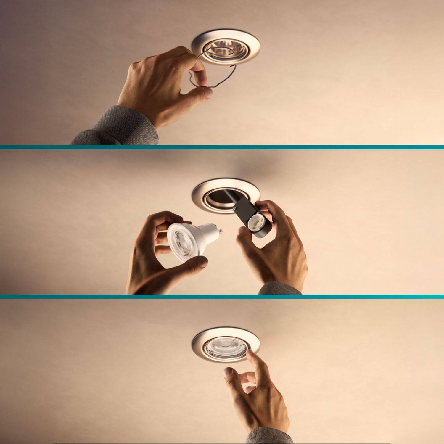 Aro Downlight Circular PHILIPS Peridot para Bombilla LED GU10 Ø 75 mm