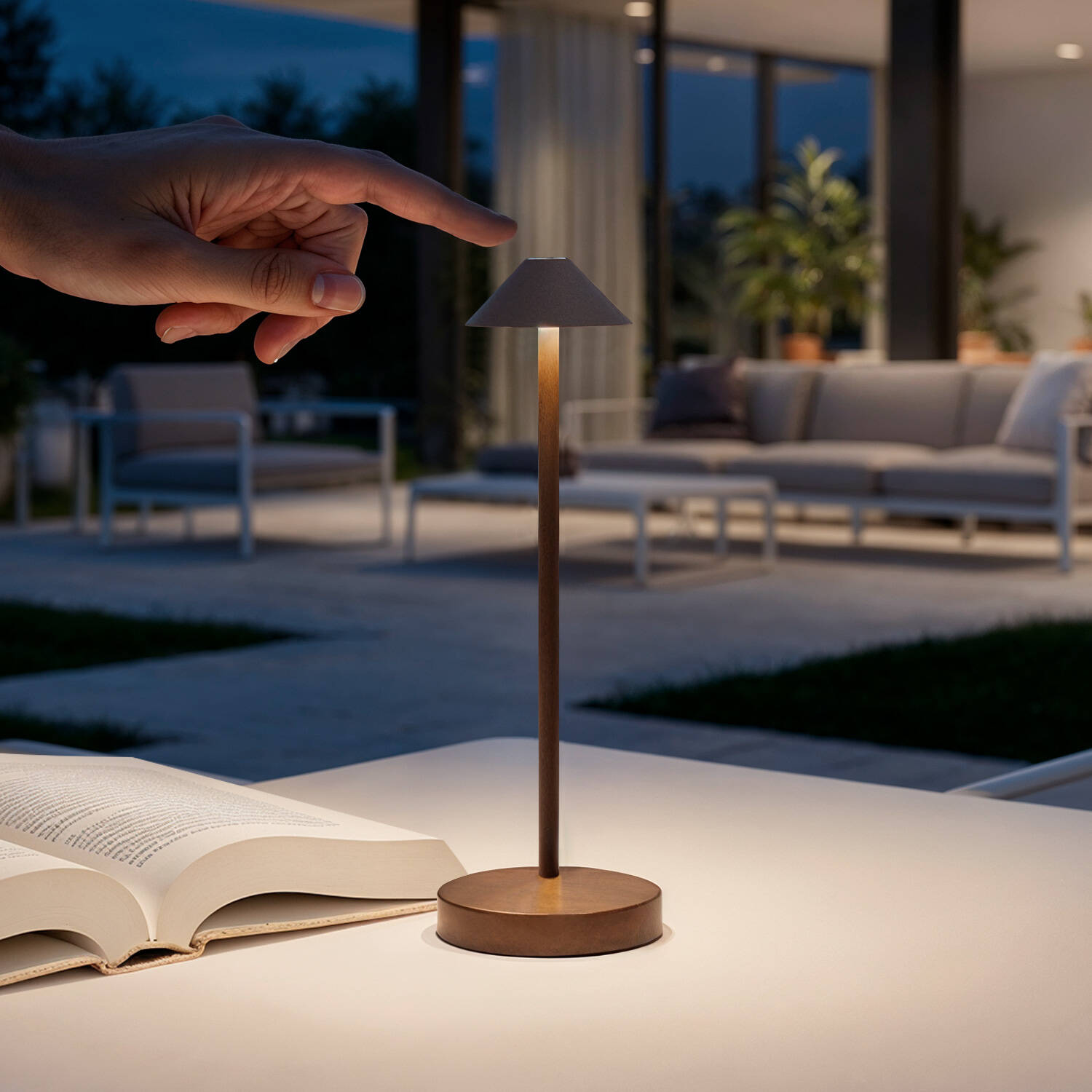 Lámpara de Mesa LED Portátil para Exterior Metal con Batería Recargable Magatzi