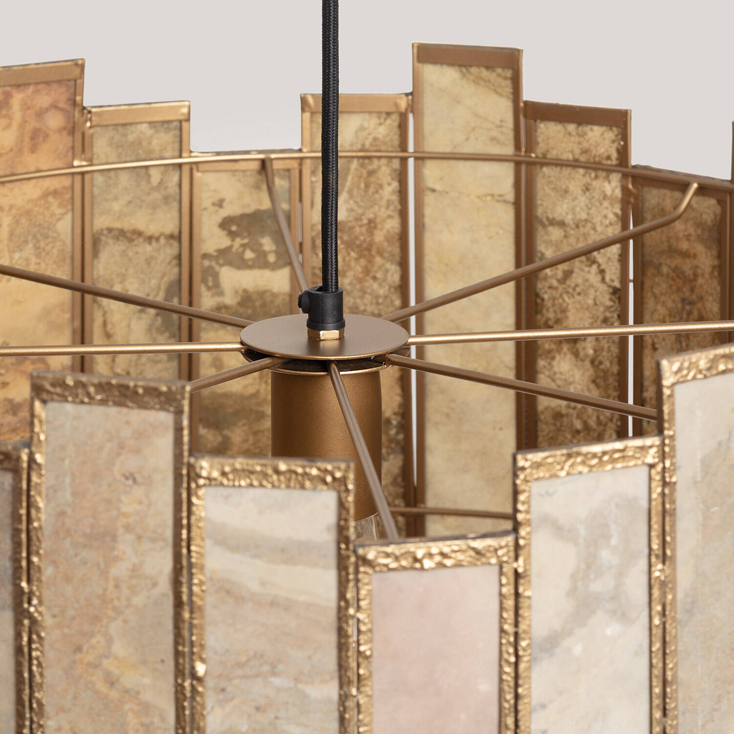 Lámpara Colgante Piedra Metal Negova