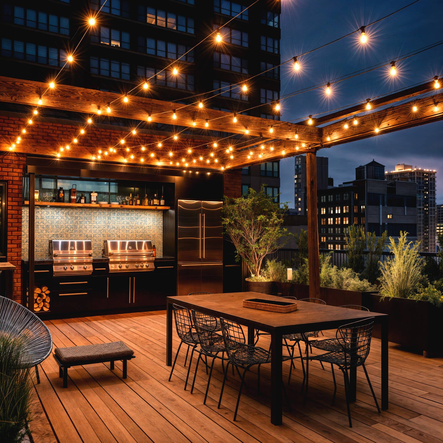 Guirnalda Luces Exterior con 5 Portalámparas B22 5m Negro IP44