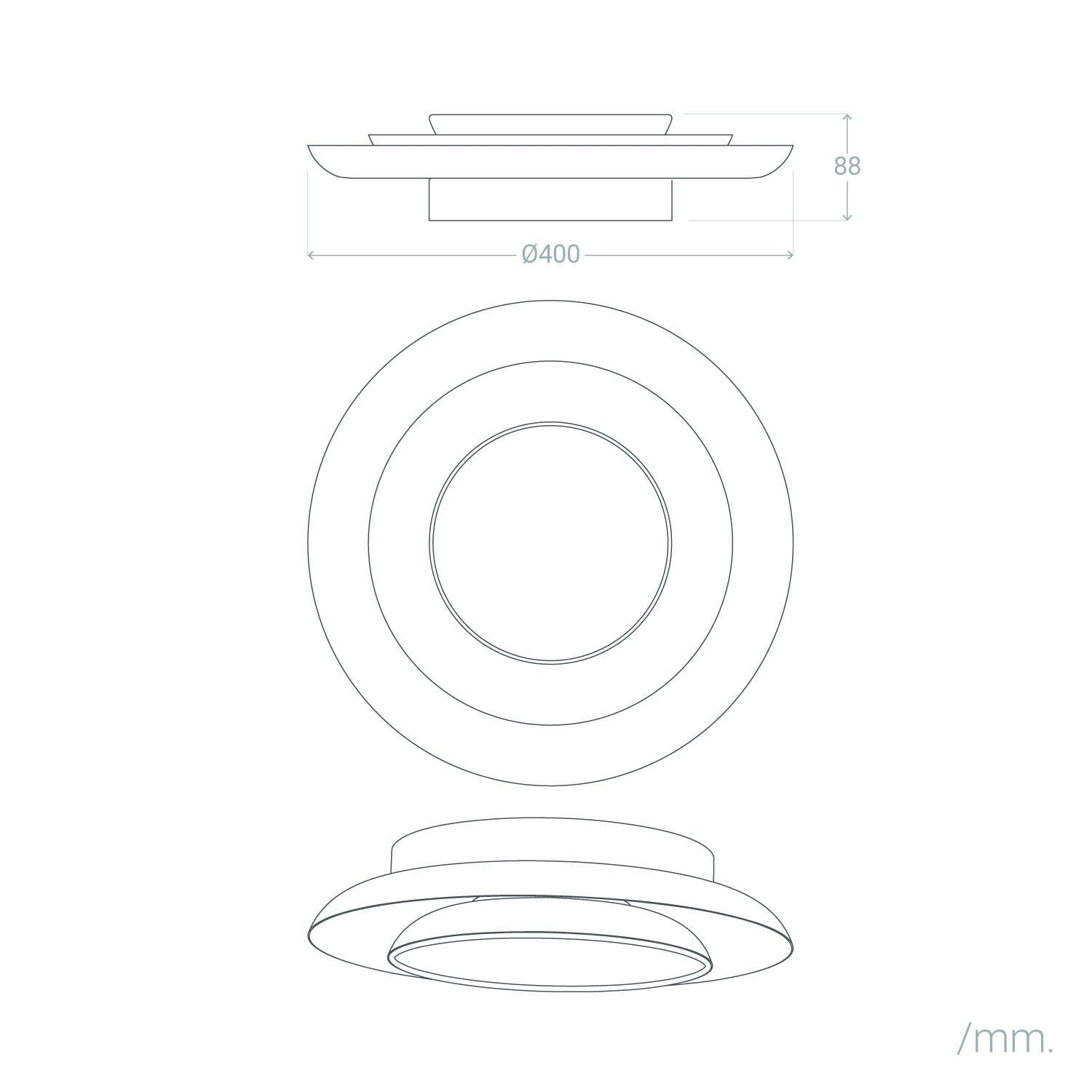 Plafón LED 26W Circular Metal Ø400 mm CCT Seleccionable Handen Telmor