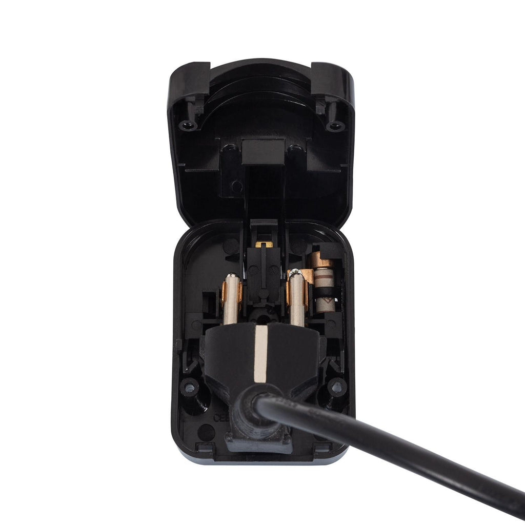 Adaptador Enchufe Tipo F (EU) Cabezal Ancho Con Cable Bajo a Enchufe Tipo G (UK)
