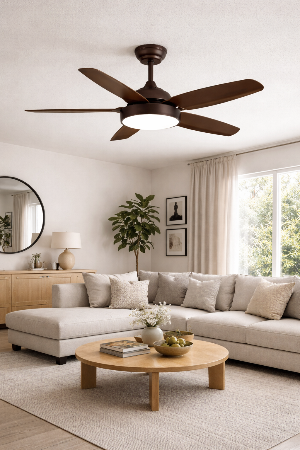 Ventilador de Techo HURACÁN Blanco | Plata | Marrón