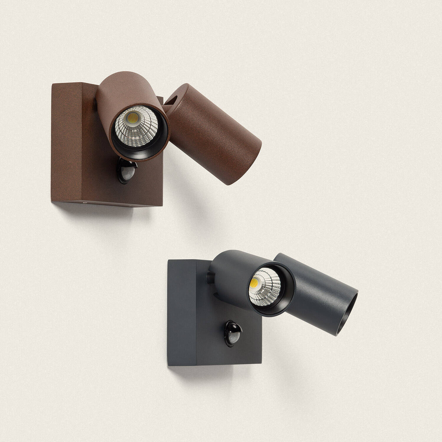 Aplique de Pared Exterior LED 18W Aluminio CCT Seleccionable Dos Focos con Detector de Movimiento Kuriya