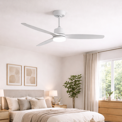 Ventilador de Techo LED MADEIRA Blanco | Blanco/Madera oscura | Negro/Madera natural | Cuero/Madera Ø132cm