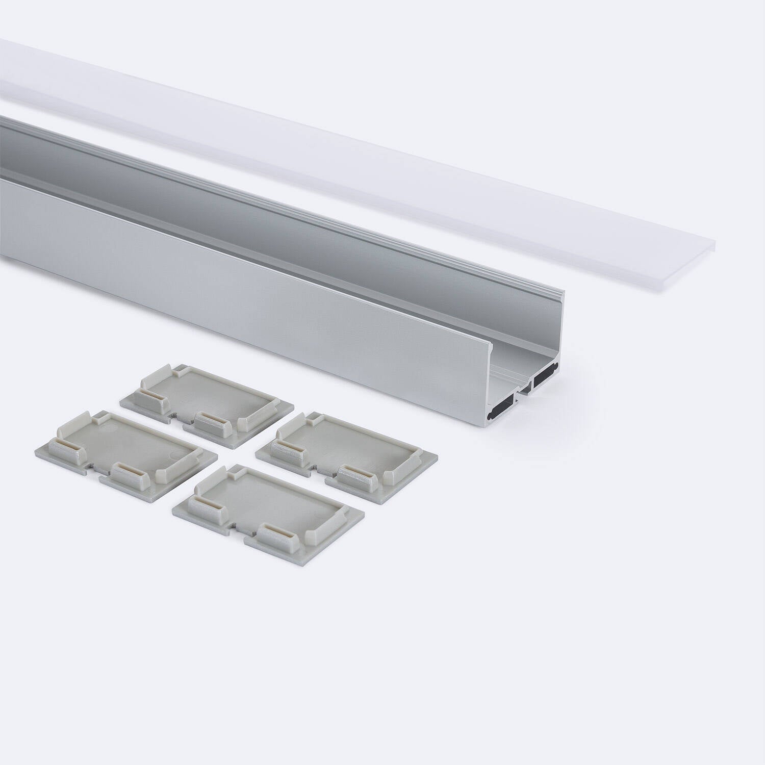 Perfil Aluminio Colgante XL para Tira LED hasta 45 mm con Tapa Continua